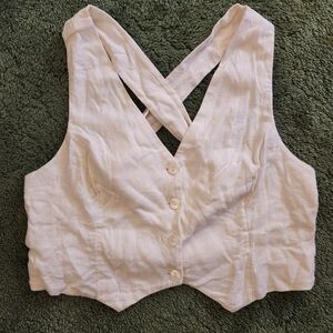 Abercrombie & Fitch White Button-Up Crop Top